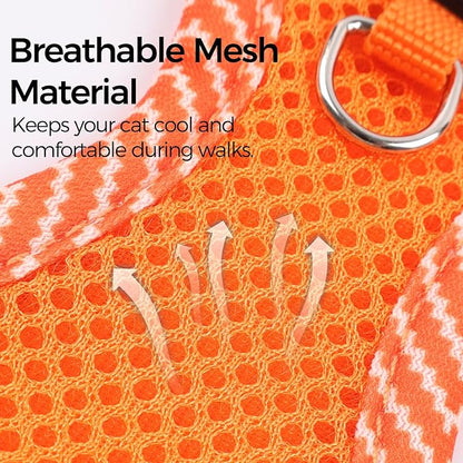 Cat Harness and Leash Escape Proof Small Kitten Harness Abyssinian Cat Vest for Walking Travel, Orange, S