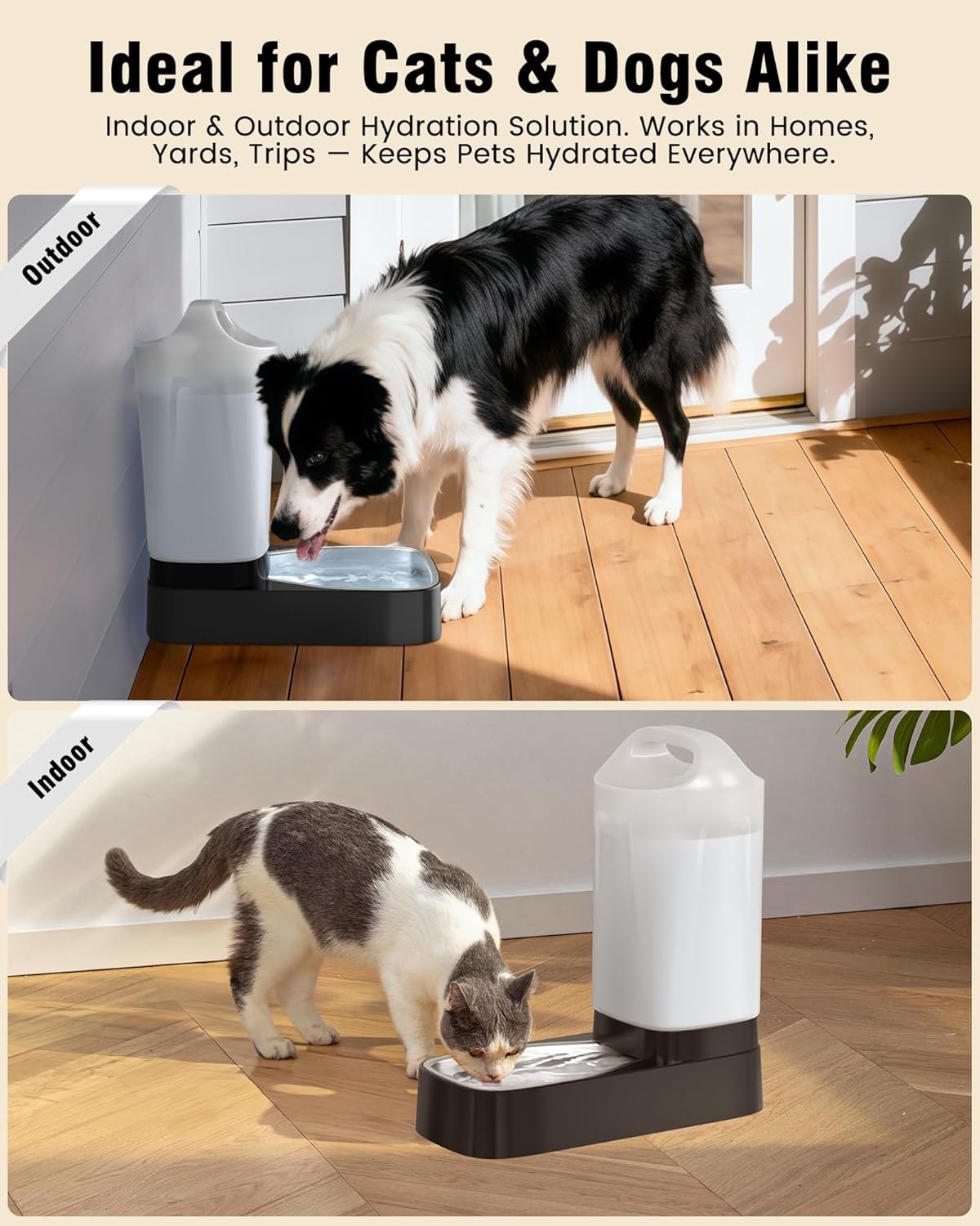 Automatic Dog Water Bowl Dispenser - 2.4 Gallon Stainless Steel Gravity Pet Water Feeder with Ergonomic Handle Design Anti Splash Drinking Bowl Without Filter Easy to Clean Multi Pet Use