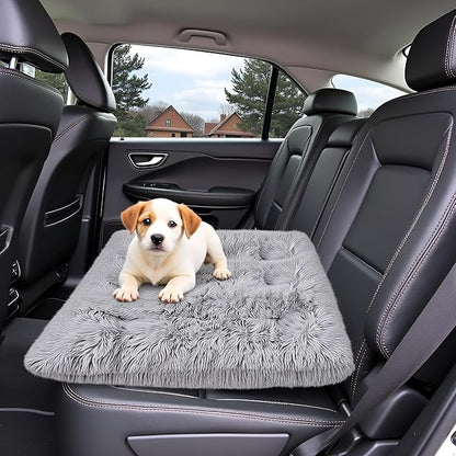 Fluffy Small Dog Bed, Washable Warm Winter Heated Calming Dog Crate Bed for Small Size, Supportive Plush Crate Pad for Dogs(18 * 12", Light Grey).