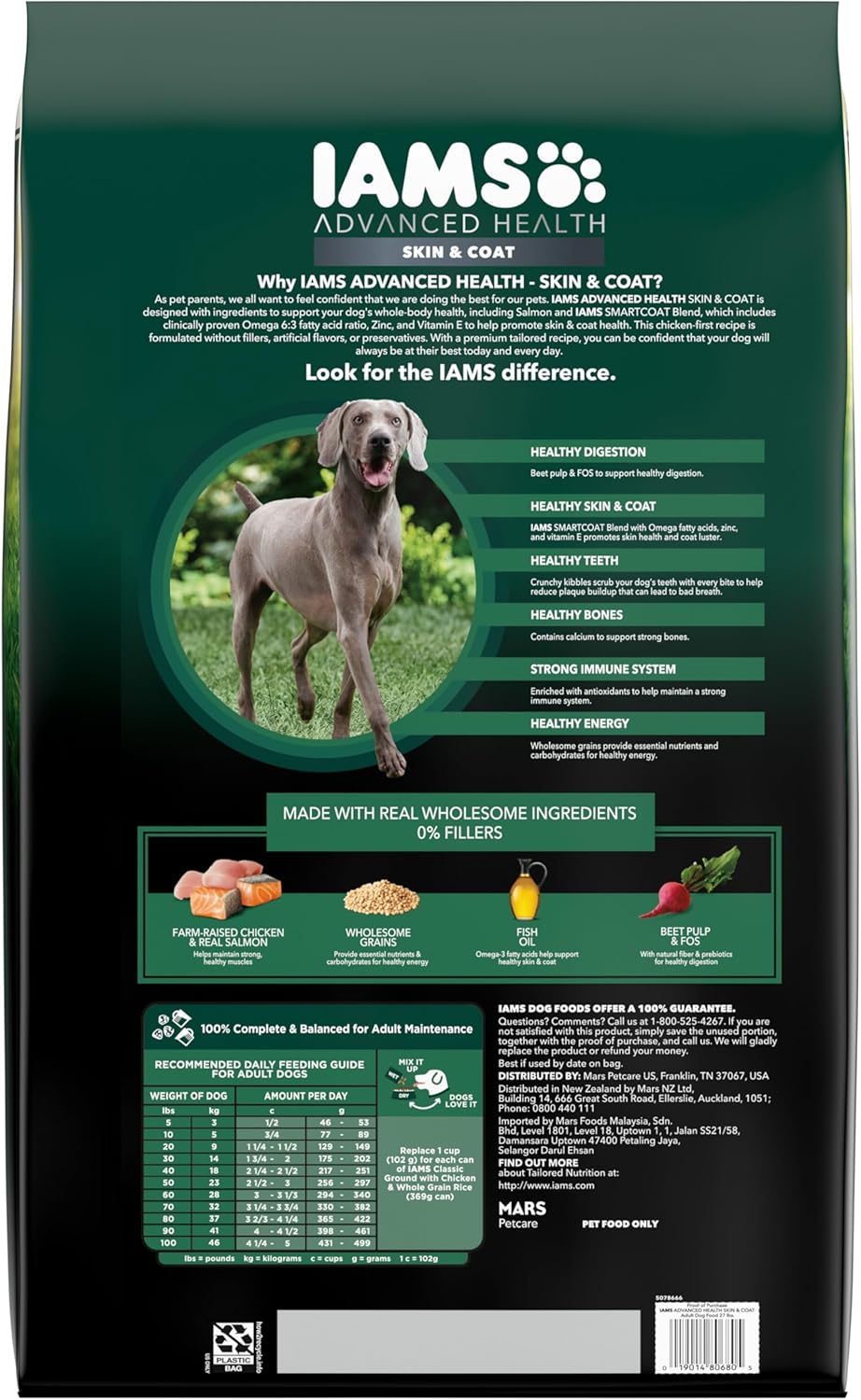 IAMS Advanced Health Skin & Coat Adult Dry Dog Food Chicken and Salmon Recipe, 27 lb. Bag