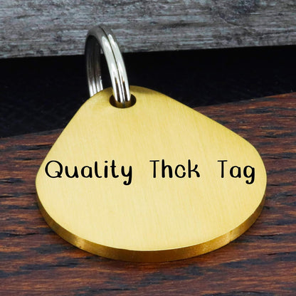 Ultra Joys Cat ID Tag Personalized Pet Tags, Durable Stainless Steel Small Pet Mini Dog Cat Tag Lightweight -Teardrop Tag in Gold