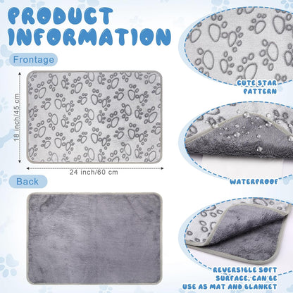 2 Pcs Large Self Warming Cat Pad Self Heating Cat Mat Bed Dog Crate Pet Blankets Thermal Heated Bed Mat for Outdoor Indoor Newborn Kittens Puppies Dog(Paw Print,24 x 18)