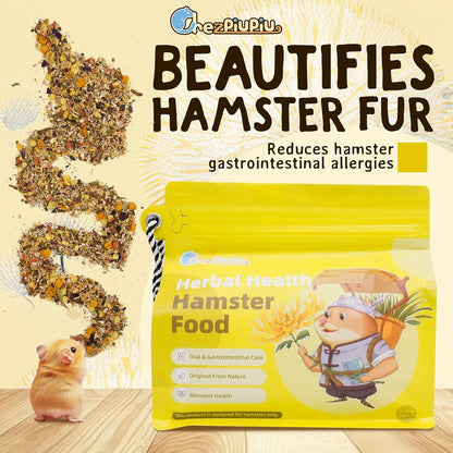 Dry Hamster Food Herbal Natural Flavor 16.23oz Portable Hamster Food Travel Pack for Outdoor Feeding Supports Oral and Digestive Health Relieves Inflammation
