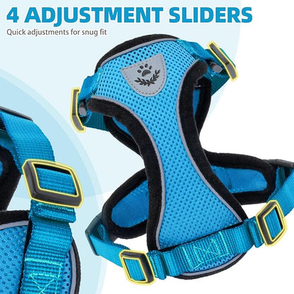 PUPTECK Cat Harness and Leash Set Escape Proof Reflective Cat Walking Harness Adjustable Soft Breathable Mesh Vest for Small Pets, Blue, S