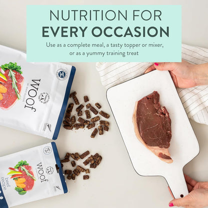 The New Zealand Natural Pet Food Co WOOF Air Dried Dog Bites - Beef Recipe, Air Dried Dog Food, High Protein Beef Food, Healthy Dog Food, 26.5 oz