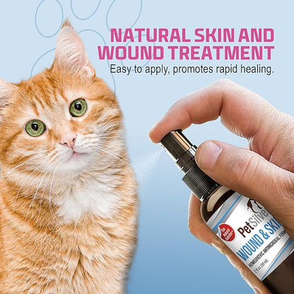 PetSilver Wound & Skin Spray for Cats - Chelated Silver, Superior to Colloidal Silver - Wound Care, Allergy & Itch Relief, Hot Spot Treatment for Cats - Natural Skin Soother - Made in USA - 2 fl oz