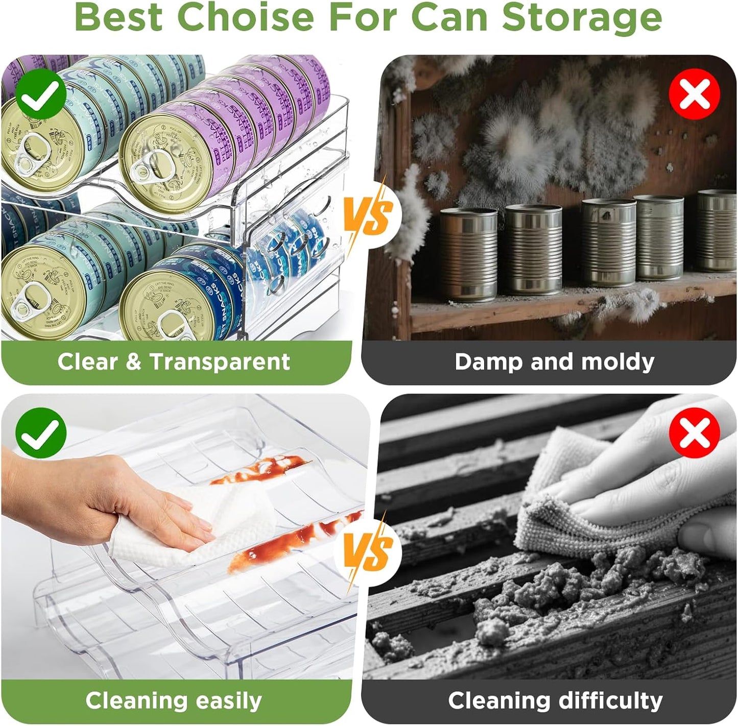 REFLYING Cat Food Can Organizer, Can Organizer for Pantry, Transparent Cat Food Storage Container Holds 36 (3.5oz) Cans, Canned Food Organizer and Storage for Countertop Kitchen Cabinet (2 Layers)