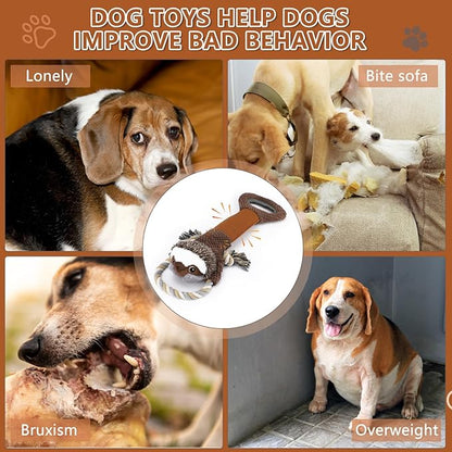 Large Plush Squeaky Dog Toys with Crinkle Paper, Tug of War Pull Toys for Puppies, Interactive Dog Chew Toys for Small, Medium and Large Dogs