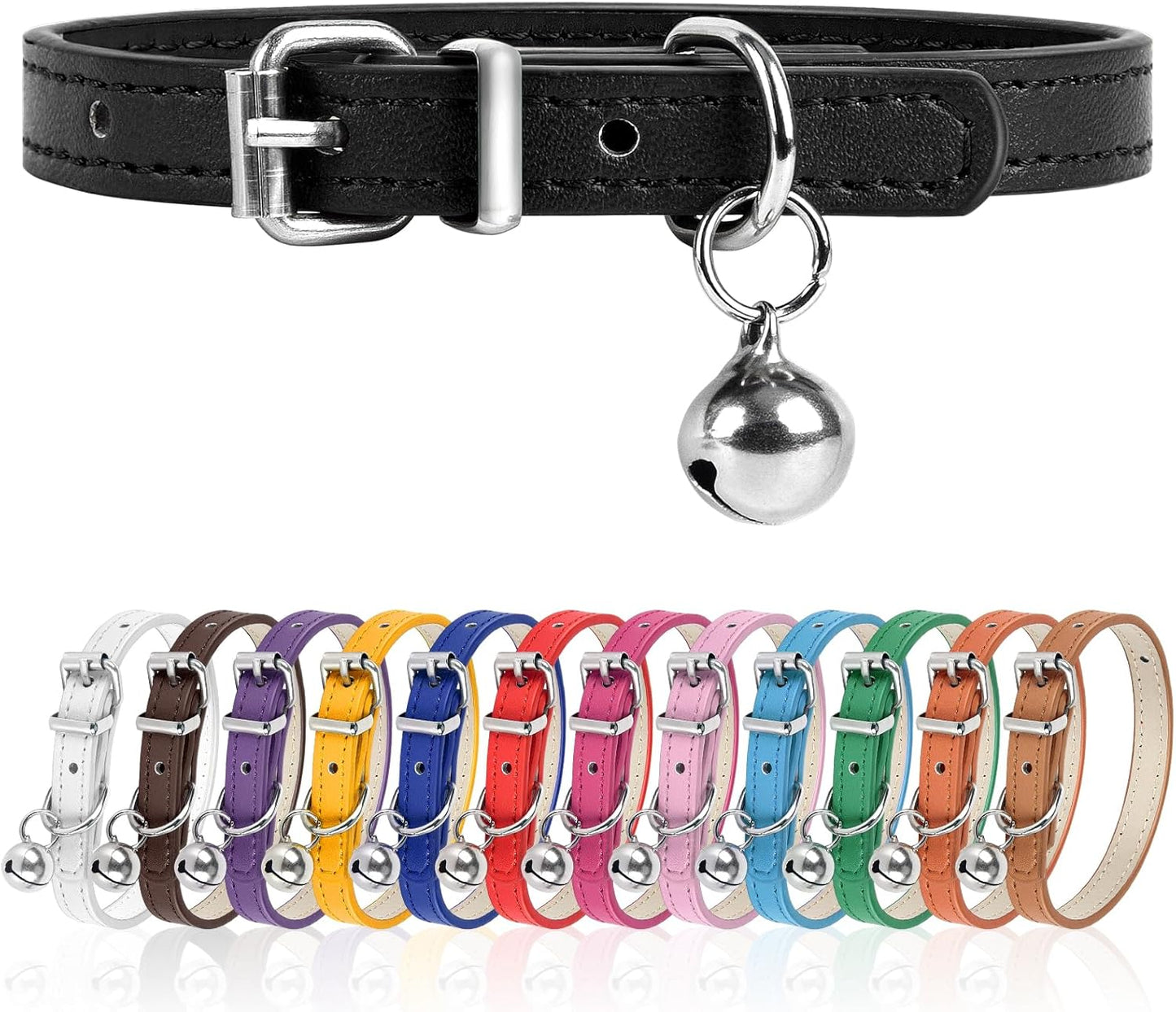 S Dog Collar for Small Dogs Adjustable Dog Collars Cat Collar for Small Medium Large Dogs 3/8 inch Width (Black, S)