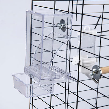 Automatic Bird Feeder for Cage(3ps) No Mess Bird Water Dispenser Clear No Spill Budgie Feeder Cage Accessories for Small Parrots, Cockatiels, Finches, Lovebirds (Transparent Color Flat top 001)