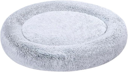Amazon Basics Donut Pet Bolster Faux Fur Bed for Dog, Grey, 45" x 45"