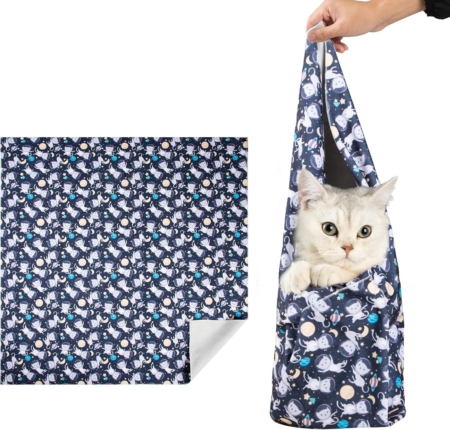 21.7'' Cat Wrap for Cutting Nails, Cat Restraint for Nail Clipping, Cat Swaddle Wrap for Adult Cats, Cat Burrito Wrap Can Be Applied to Cat Nail Trimming, Large, Within 6lbs
