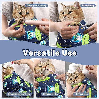 Paw Legend 27.6" Cat Wrap for Grooming Cat Wrap for Cutting Nails Cat Restraint for Nail Clipping Self Adhesive Blanket Restraint Cloth for Cats Within 15lbs