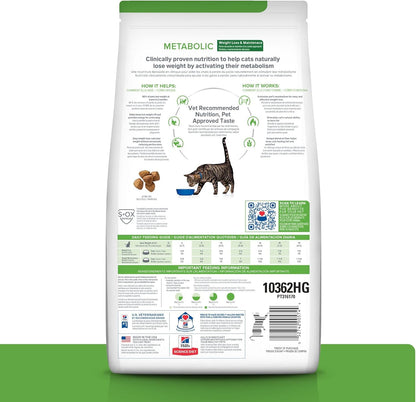Hill's Prescription Diet Metabolic Weight Management Chicken Flavor Dry Cat Food, Veterinary Diet, 17.6 lb. Bag