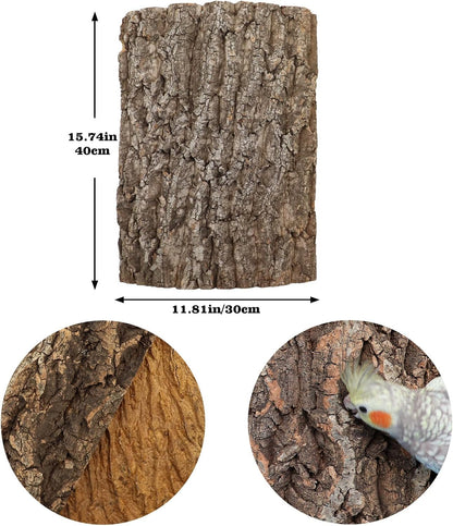 4 Pack Natural Cork Bark Bird Perch Stand, 15.7 × 11.8 inch Parrot Chewing Toys, Birdcage Background Decor Accessories, Bark Toy for Budgie Parakeet Cockatiel Lovebirds Conures Hamster Guinea Pig Rat