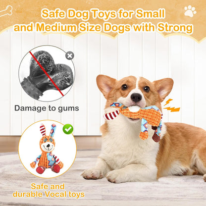 Squeak Dog Toys Stuffed Plush for Small & Medium Breeds - Soft Chew Fabric, Interactive Indoor/Outdoor Play, Perfect for Puppy Teething - Ideal Pet Gift, Dog