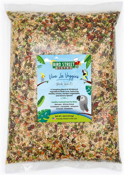 Bird Street Bistro Parrot Food - Parakeet & Cockatiel Food - Cooks in 3-15 min with Natural & Organic Grains, Legumes, Non-GMO Fruits, Vegetables & Health-Oriented Spices