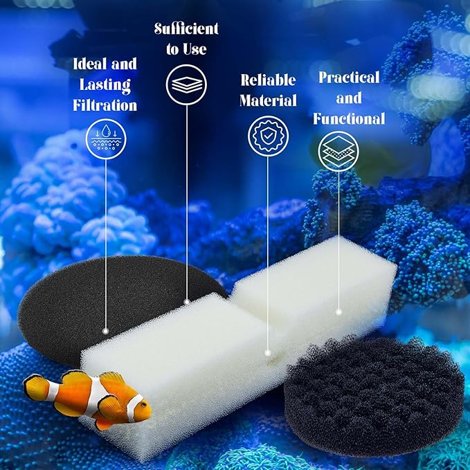 18 Pcs Replacement Filter Media Kit Compatible with Fluval Fx4/fx5/fx6 Aquarium Filters Including Biological-Foam Pads, Biological-Foam Block, Media, Carbon Foam Pad, Silicone Lube