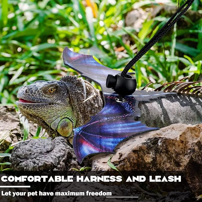 Weewooday 3 Pack Bearded Dragon Leash Harness Removable Lizard Leash for Dragons Reptiles, Safety Outdoor Walking, S, M, L,(Purple)
