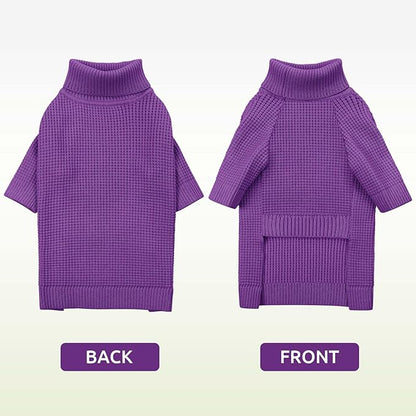 Queenmore Soft Warm Large Dog Sweater, Large Dog Sweaters for Male Dogs, Pet Christmas Sweaters, Extra Large Breeds Kintwear, Turtleneck Pullover Pet Clothes, Purple 3XL