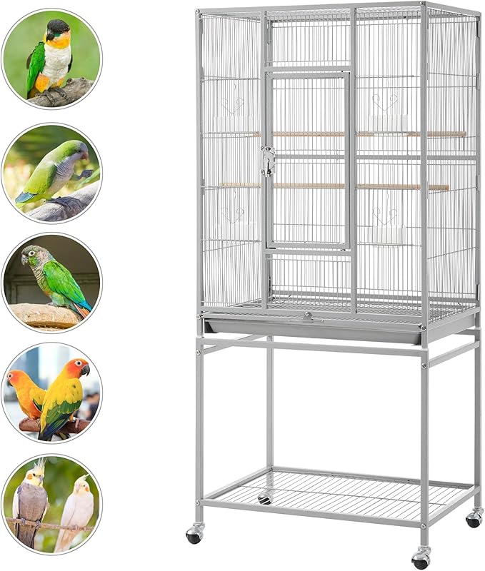 Yaheetech Metal Large Bird Cage Parrot Parakeet Cage w/Stand for Small Parrot Cockatiel Sun Parakeet Lovebird Budgie Finch Canary Green Cheek Conure, 54inch
