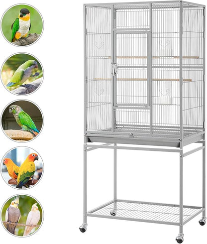 Yaheetech Metal Large Bird Cage Parrot Parakeet Cage w/Stand for Small Parrot Cockatiel Sun Parakeet Lovebird Budgie Finch Canary Green Cheek Conure, 54inch