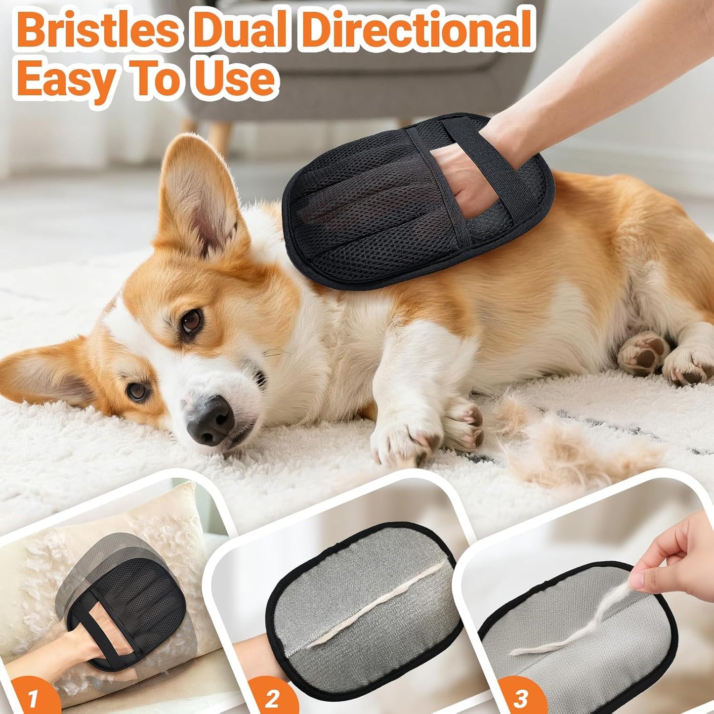 Pet Hair Removal Glove,Electrostatic Gloves for Cats & Dogs,Pet Hair Remover for Clothing,Couch, Carpet