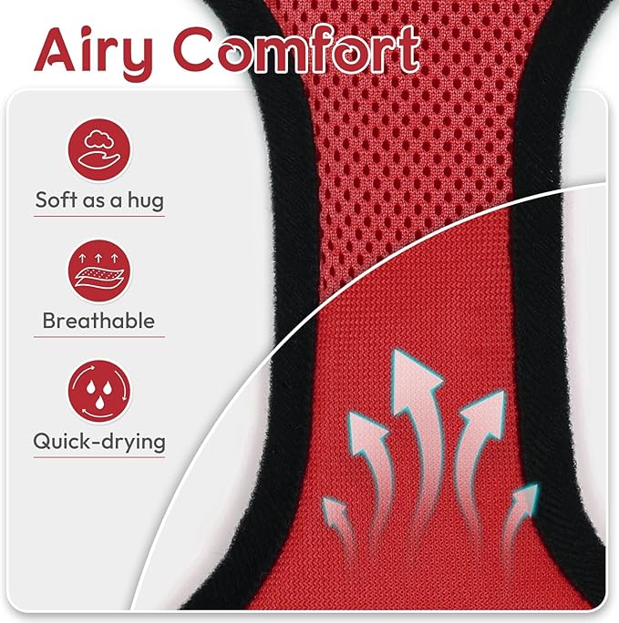 Dooradar Cat Harness and Leash Set, Escape Proof Safe Adjustable Kitten Vest Harnesses for Walking, Easy Control Soft Breathable Mesh Jacket with Reflective Strips for Cats, Red, S