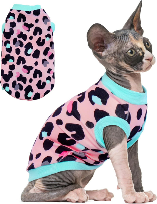 PUMYPOREITY Sphynx Cat Clothes - Soft & Stretchy Sweater Shirt, Pink, XS