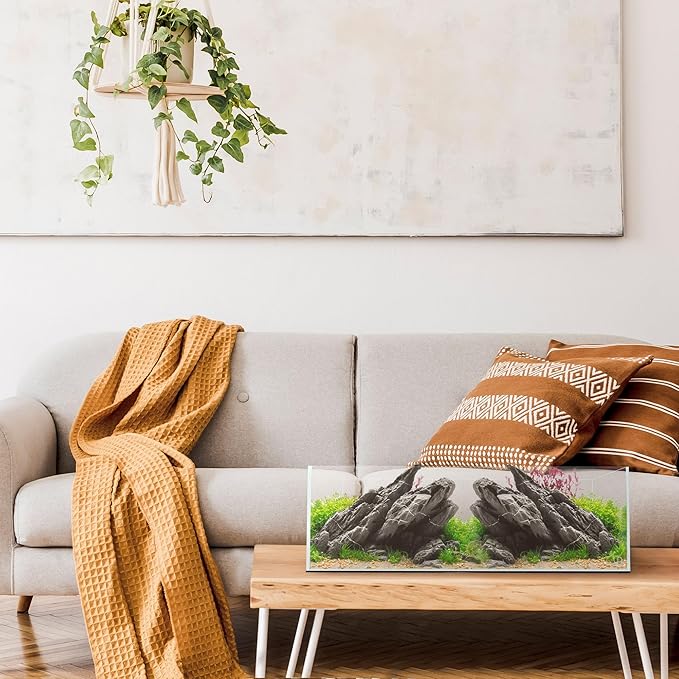 UNS Ultra Clear Rimless Tank - 3.4GAL | 13L - 17.71x6.69x6.69 | 45x17x17 CM, 5mm Glass Thickness, Leveling Mat Included - Low Iron, High Clarity Fish Tank w/ 45° Mitered Edge - [45L]