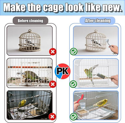 Bird Cage Cleaning Brush Tool Set, Bird Cage Cleaner, Suitable for Bird Cages, Rabbit Cages, Hamster Cages, Parrot Cages, and Other Small Pet Cage Accessories