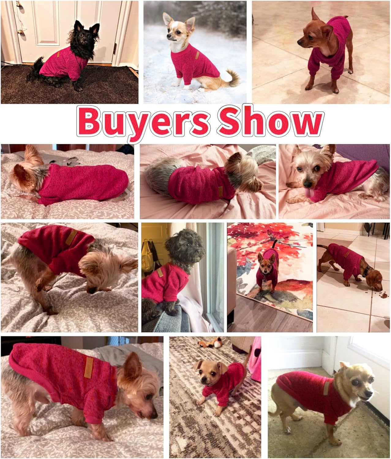 Idepet Pet Dog Classic Knitwear Sweater,Fleece Coat for Small,Medium,Large Dog,Warm Pet Dog Cat Clothes,Soft Puppy Customes (L, WineRed)