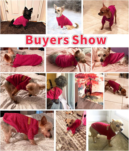 Idepet Pet Dog Classic Knitwear Sweater, Fleece Coat for Small,Medium,Large Dog,Warm Pet Dog Cat Clothes,Soft Puppy Customes (S, WineRed)