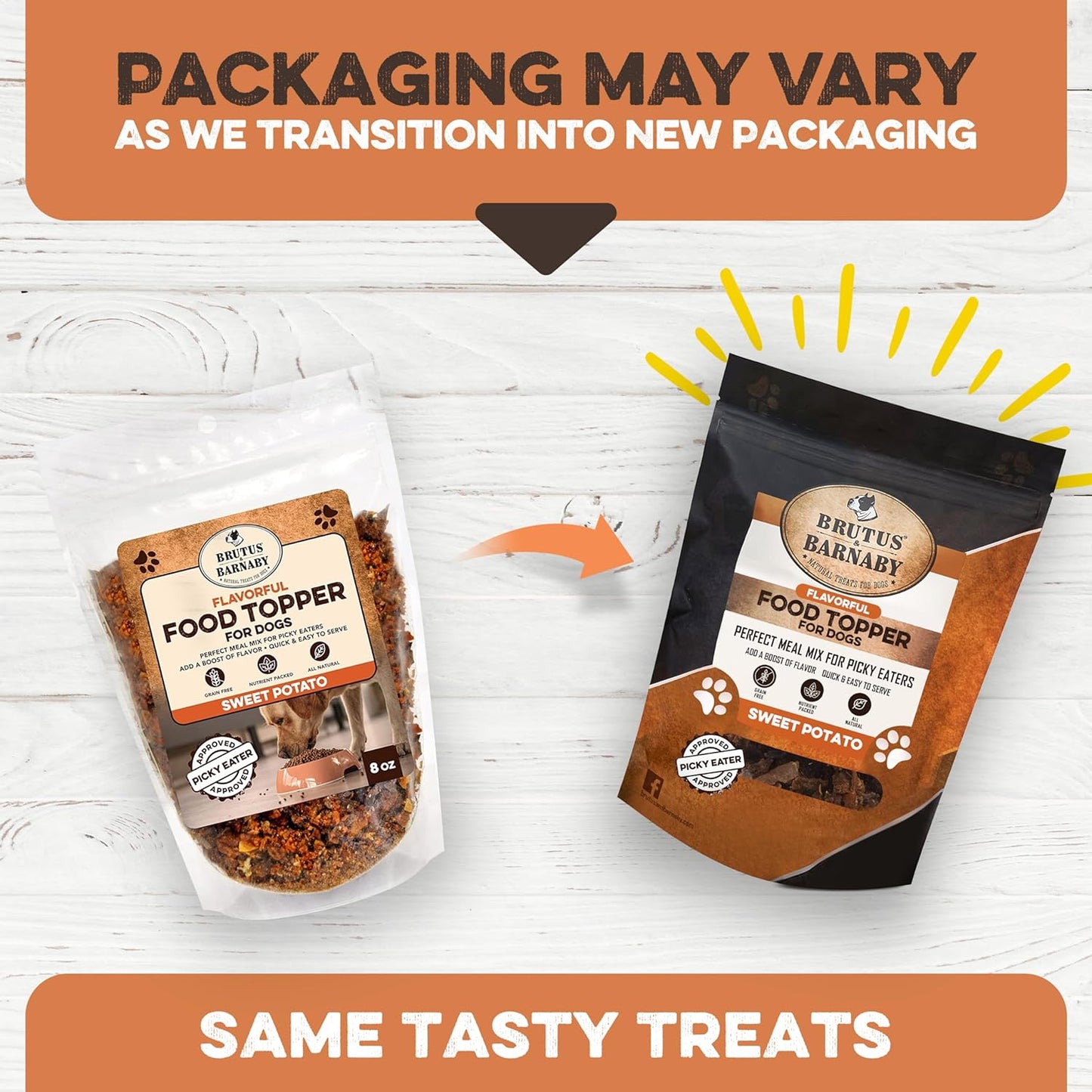 BRUTUS & BARNABY Dog Food Toppers for Picky Eaters - Natural, Sweet Potato Kibble Toppers, Packed with Nutrient Dogs Love