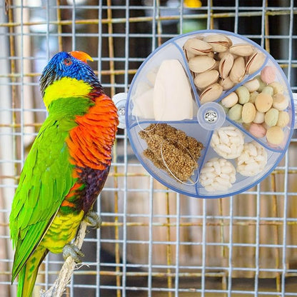 Bird Creative Foraging System Wheel Seed Food Ball Rotate Training Toy for Small and Medium Parrots Parakeet Cockatiel Conure (Clear Blue)