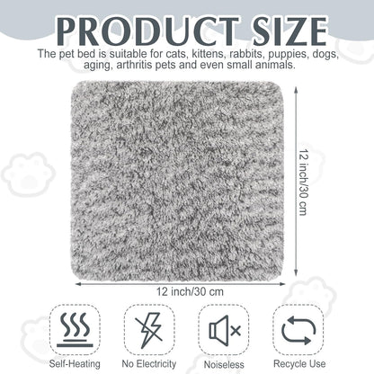 4 Pack Self Warming Cat Pads Self Heating Cat Mat Washable Homeless Dogs Thermal Pads Kennel Pad Reflects Body Heat Warm Crate Bed Mat for Indoor Outdoor Pet(Gray,12 x 12 Inch)