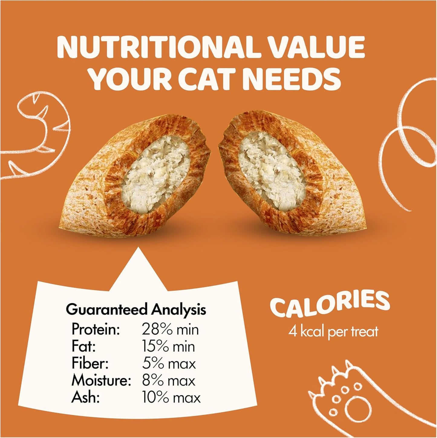 Crunchy Cat Treats – Dual‐Texture Crunch & Creamy Soft Feline Snack Bites for All Life Stages, Great for Training Treat Value Bags (2 Pound, Chicken)