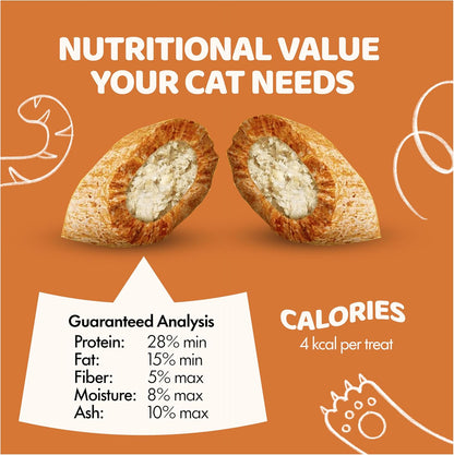 Crunchy Cat Treats – Dual‐Texture Crunch & Creamy Soft Feline Snack Bites for All Life Stages, Great for Training Treat Value Bags (1 Pound, Chicken)