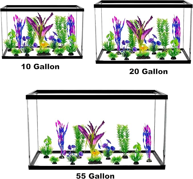 UNEAK quarium Plant Fish Tank Decorations Medium/Large Resin Plastic Artificial Plants Flower Ornament Beta Goldfish Decoration Ornaments Freshwater & Saltwater Décor (Mix)