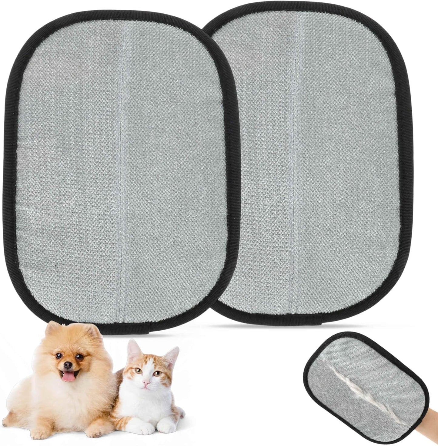 Pet Hair Remover Gloves, Advanced Static-Adhesive Pet Hair Removal Gloves, Reusable Cat Dog Hair Remover Mitt, Pet Grooming Glove for Shedding, 2 PCS