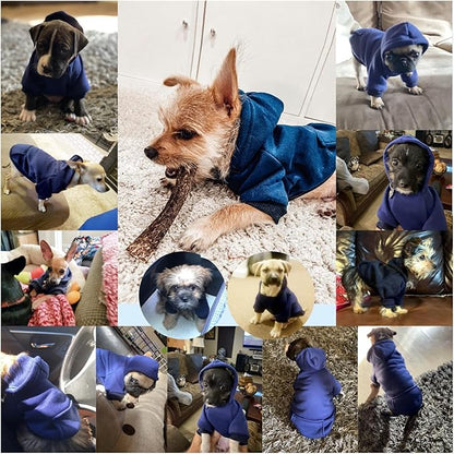 Jecikelon Winter Dog Hoodie Sweatshirts with Pockets Warm Dog Clothes for Small Dogs Chihuahua Coat Clothing Puppy Cat Custume (Navy, X-Small)