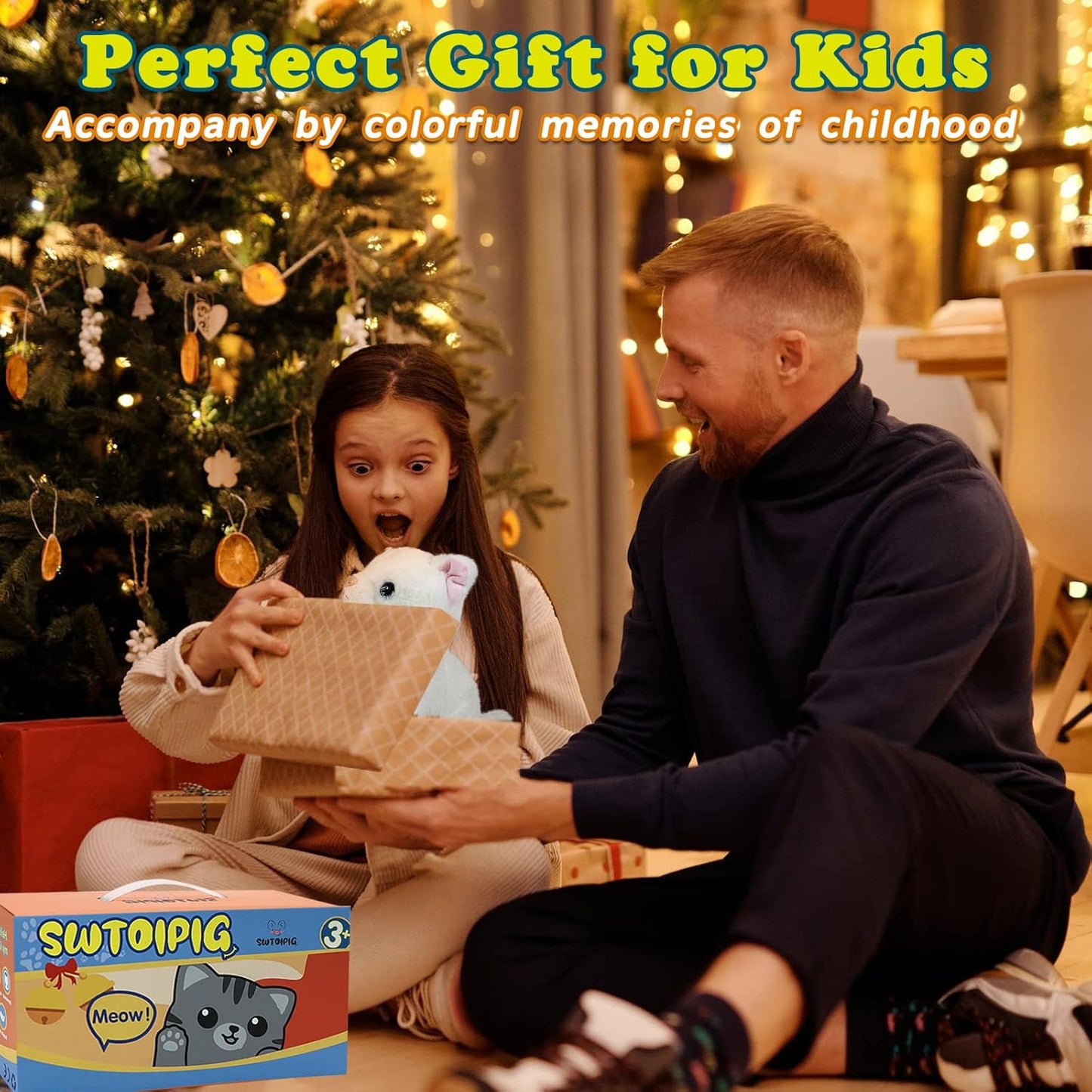 Plush Stuffed Animal Interactive Cat, LED Robotic Barking Meow Kitten Touch Control, Electronic Cat Pet, Robot Kitty Toys, Animated Toy Cats for Girls Baby Kids