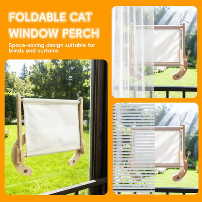 4-in-1, Cat Window Perch,cat Bed, Sturdy Oak Hammock,Suitable for Indoor Cats to Rest and Play. It can be Used as a Hammock, a Resting Area by The Window, a Cats Bed, a cat Rocking Toy