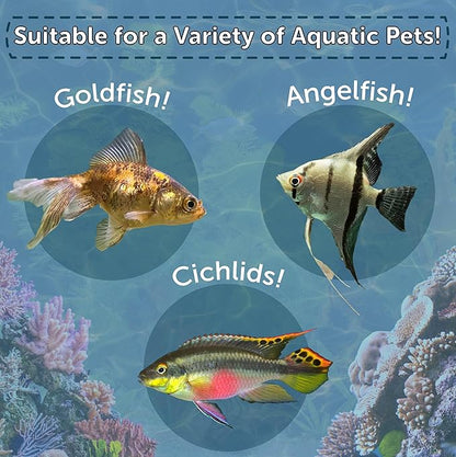 Aquatic Foods Inc. 1mm -1/32" California Blackworm & Beef Heart Floating Pellets for Marines, Cichlids, Tropical Fish, Koi & Pond Fish, 4-Type Wafer & 12-Type Pellet Mix Included 7.75oz Canister