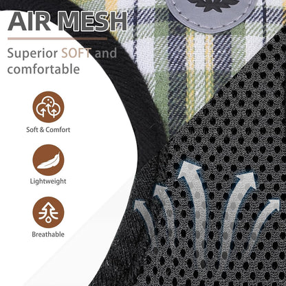 PUPTECK Adjustable Dog Harness Collar and Leash Set Step in No Pull Pet Harness for Small Medium Dogs Puppy and Cats Outdoor Walking Running, Soft Mesh Padded Reflective Vest Harnesses, Grn&YLW, L