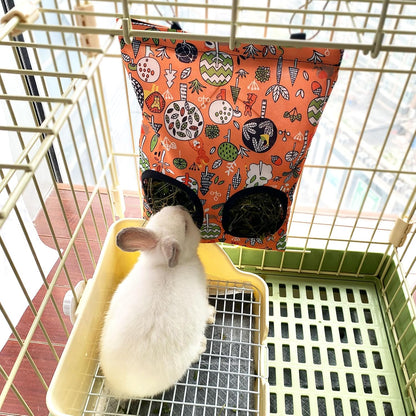 Rabbit Litter Box with Hay Bag, 4-in-1 Rabbit Potty Toilet Feeding Cleaning Set for Dwarf Bunny Guinea Pig Chinchilla (White)