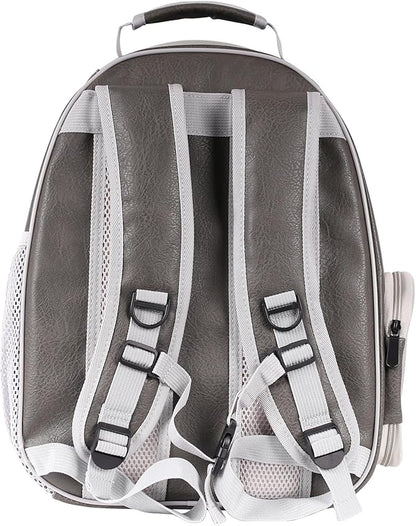 Front Extension Cat Backpack Carrier Cage for Large Cat, Up to 20 Pounds, Synthetic Leather Space Capsule Clear Bubble Window, Pet Carry Transport Book Bag