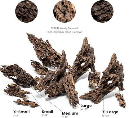 Ultum Nature Systems Driftwood - Dragon Drift Wood for Fish Tank, Planted Tank, Terriarium, Paludarium - Versatile Natural Driftwood Decor, Events Wood Centerpiece - Dragon Wood, XS 3-8", 5 Pack
