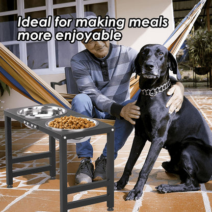 Metal Elevated Dog Bowl for Large 𝐋𝐚𝐫𝐠𝐞 Raised Bowl Stand with Sprill Proof Mat and 2000ML Pet Bowls, Food & Water Bowls 16" Tall Dog Feeder for Large Breed
