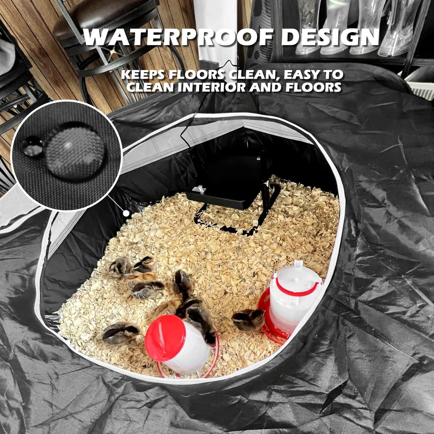 UWE Small Animal Playpen, Chicken Brooder Box with Cover Top, Portable Outdoor Exercise Pet Cage Tent, Waterproof Breathable Pet playpen Indoor for Chick Ktiien Bunny Hamster Guinea Pig, Black